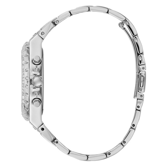 New GUESS SILVER TONE CASE SILVER TONE STAINLESS STEEL WATCH - Picture 4 of 8